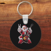 Porte-clés Rock & Roll Christmas Santa Claus Guitar Playe (Recto)
