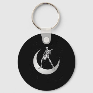 Porte-clés Rock And Roll Skeleton Jouer Guitare Rock Sur Lune
