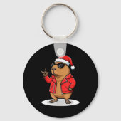 Porte-clés Rock Capybara Xmas Santa Men Women Kids Funny Ugly (Recto)