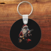 Porte-clés Rock Guitar Santa Claus Playing Guitar - Funny Chr (Recto)