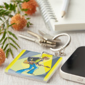 Porte-clés Rock Guitarist 70s Style Musician (Devant Droit)