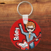 Porte-clés Rock star guitare jouer garçon nom graphique porte (Recto)