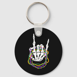 Porte-clés Rocker de Mardi Gras squelette Rock Main Os Musiqu