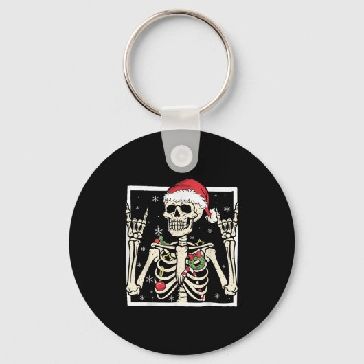 Porte-clés Rocker Skeleton Santa Hat Cool Christmas Punk Rock (Recto)
