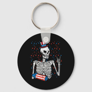 Porte-clés Rocker squelette patriotique du 4 juillet pour hom