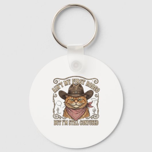 Porte-clés Rodéo de Chat Cowboy Dégarni (Recto)