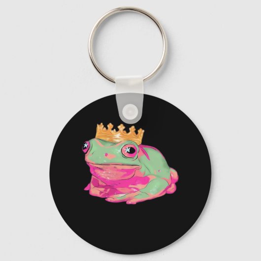 Porte-clés Roi Grenouille Funky Mème Style Classique (Recto)