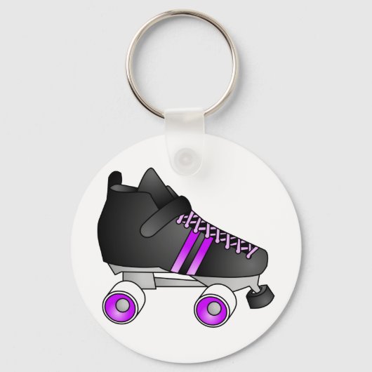 Porte-clés Roller Derby Patins noir et violet (Recto)