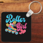 Porte-clés Roller Girl Skate Retro les années 70 80s Rolling (Verso)
