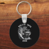 Porte-clés Rollin' Into 2026 Funny Cowboy Raccoon Happy New Y (Recto)