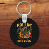 Porte-clés Rollin’ Into 2026 Funny Raccoon Dumpster Fire  (Recto)