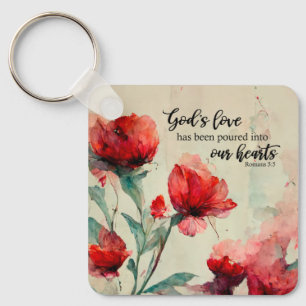 Porte-clés Romains 5:5 La Bible Amoureuse de Dieu Verse Fleur