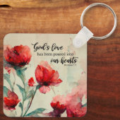Porte-clés Romains 5:5 La Bible Amoureuse de Dieu Verse Fleur (Verso)