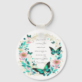 Porte-clés Romains 8:28 Fleurs et papillons (Recto)