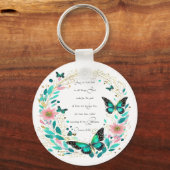 Porte-clés Romains 8:28 Fleurs et papillons (Recto)