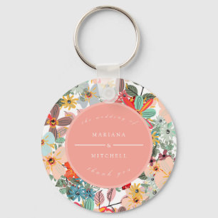 Porte-clés Romantic Floral soft Pink Green peach Classic