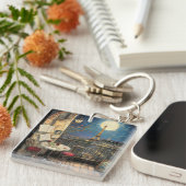 Porte-clés Romantic Paris France Eiffel Tower Illustration (Devant Droit)