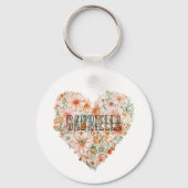 Porte-clés Romantic Peach Mint Floral Heart (Recto)