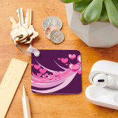 Porte-clés Romantique Abstrait Coeurs Rose Design Sur Violet