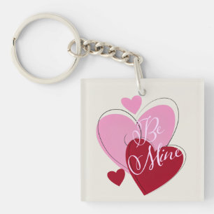 Porte-clés Romantique Be Mine Coeurs Valentine Double-Côté