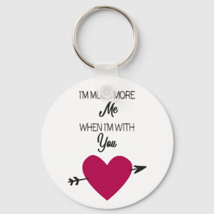 Porte-clés Romantique blanc élégant avec coeur rose