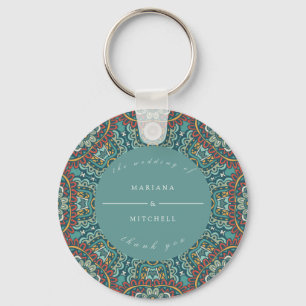 Porte-clés Romantique géométrique Mandala doux bleu gris et r