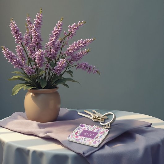 Porte-clés Romantique lila rose pastel Botanique prés de prin