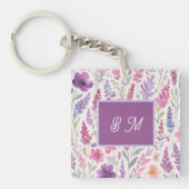 Porte-clés Romantique lila rose pastel Botanique prés de prin (Devant)