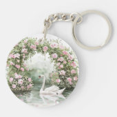 Porte-clés Romantique rose Roses Swan Lake Floral (Dos)