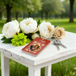 Porte-clés Romantique rouille rouge 50e anniversaire Porte -<br><div class="desc">Le porte - clé acrylique présente une belle aquarelle d'un cadre floral blanc sur un arrière - plan rouge terreux et chaleureux. Échangez facilement l'image et customisez les numéros d'anniversaire du jalon (10, 20, 30, 40, 50, 60, 70, 80 ou 90) pour en faire le vôtre ! C'est une faveur...</div>