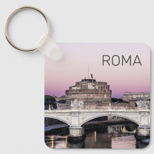 Porte-clés Rome Italie Castel Sant'Angelo Pont Sunset (Recto)