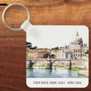 Porte-clés Rome Italie Tibre Rivière Aquarelle Italienne Voya