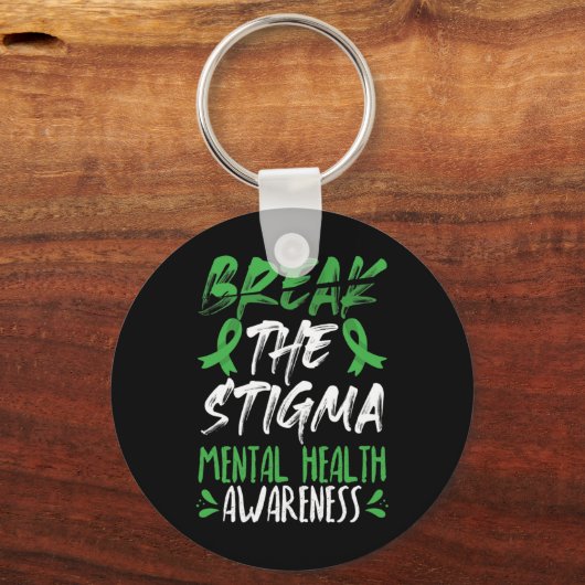 Porte-clés Rompre La Sensibilisation À La Stigmatisation Vert (Verso)