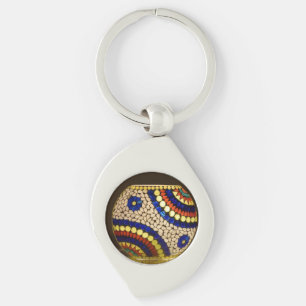 Porte-clés rond à motif de verre mosaïque coloré