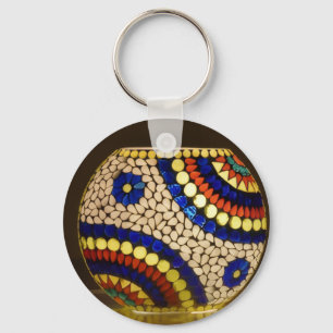 Porte-clés rond à motif de verre mosaïque coloré