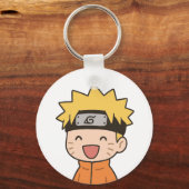Porte-clés rond Chibi Ninja Mignon - Style Anime K (Recto)