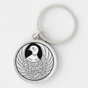 Porte-clés rond colombe