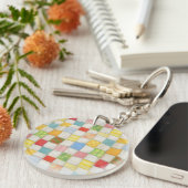 Porte-clés rond en acrylique Crazy Quilt (Devant droit)