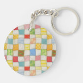 Porte-clés rond en acrylique Crazy Quilt (Dos)