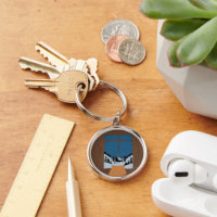 Porte-Clés Rond en Aluminium Hivernal Scène de Bou