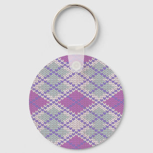 Porte-clés rond en aluminium tricoté ARGILE LILAS