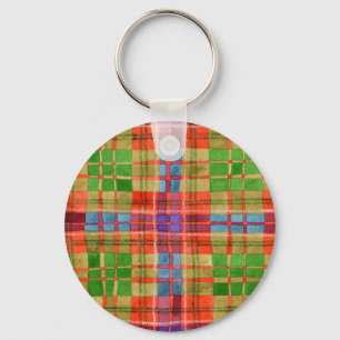 Porte-clés rond en métal MAC RAE TARTAN