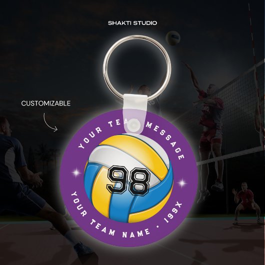 Porte-clés rond Équipe de sport de volley-ball vio