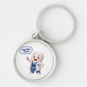 Porte-clés rond mascotte dentaire Squeaky Clean