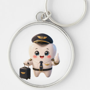Porte-clés rond Pilote Dent Mignon Cadeau Dentai