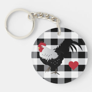 Porte-clés Rooster avec Porte - clé blanc noir