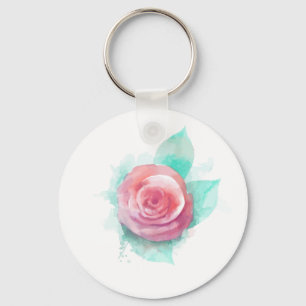 Porte-clés Rose aquarelle
