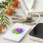 Porte-clés Rose arc-en-ciel coloré (Devant droit)