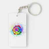 Porte-clés Rose arc-en-ciel coloré (Dos)
