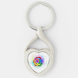 Porte-clés Rose arc-en-ciel coloré